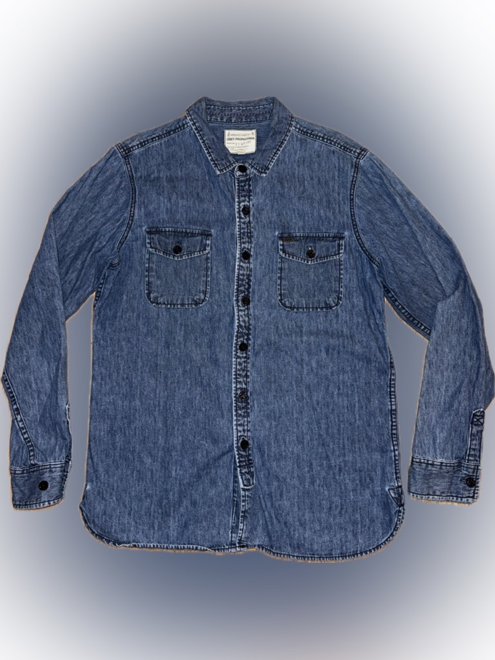 Obey Propaganda Denim Chambray Button-Up Shirt